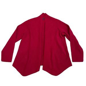 Eileen Fisher Open Wool Cardigan Sweater Size Large L Red Excellent Condition
